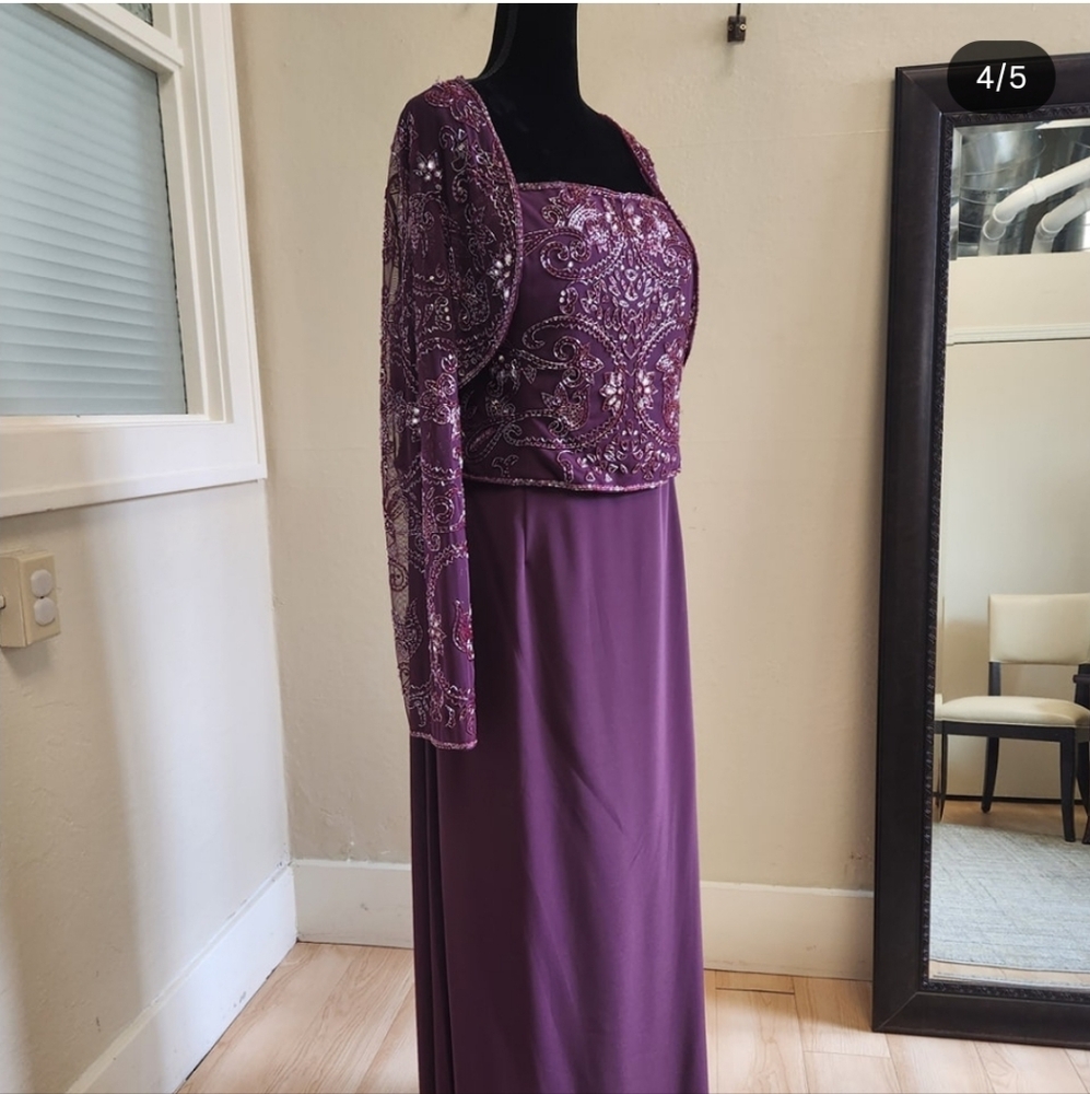 Size 24 plum mother of or evening gown w/ beaded bodice & bolero by Jovani NWT
